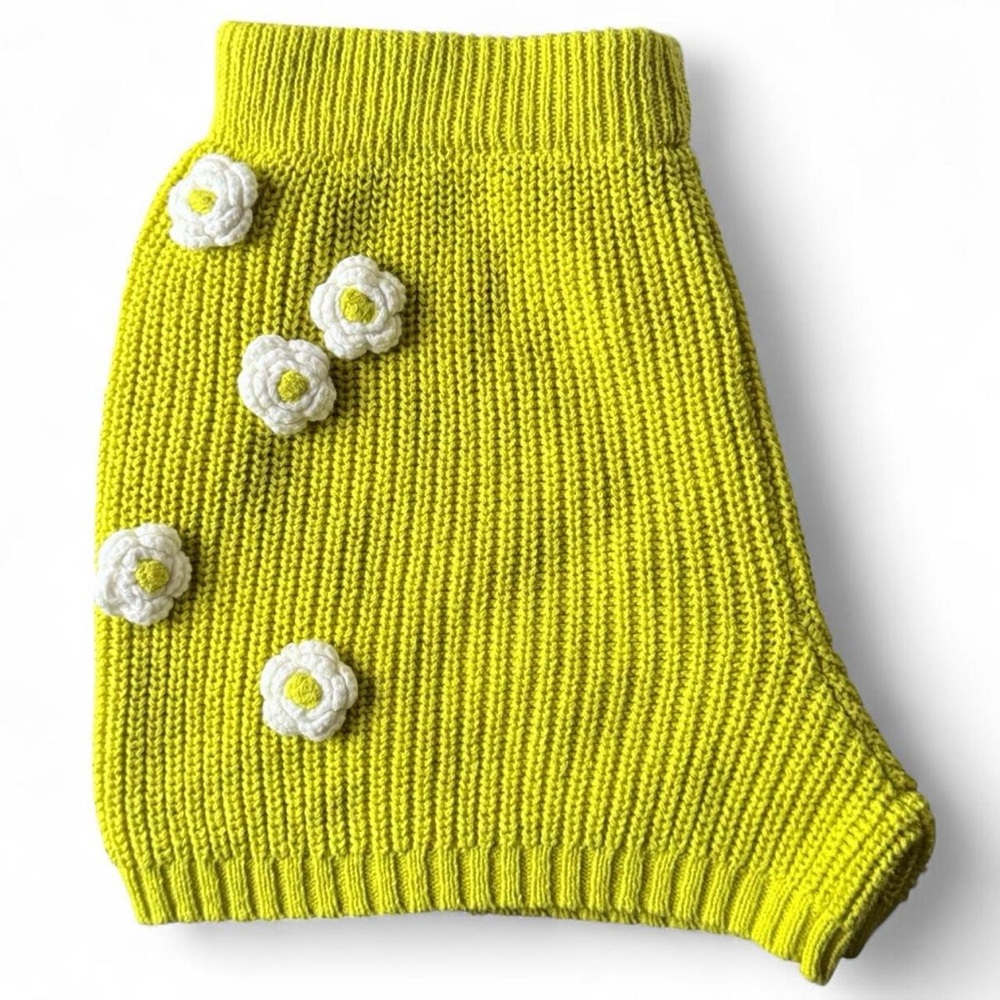 Anthro Crochet Daisy High Waisted Knit Shorts Green XS Coquettecore Resortwear
